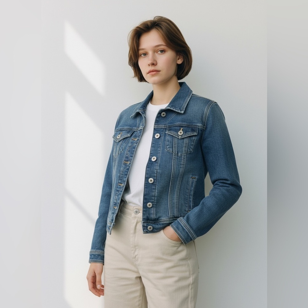 Pilcro and the Letterpress by Anthropologie Blue Denim Jacket Womens Size XS EUC